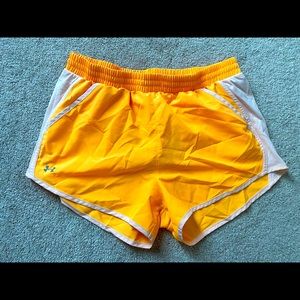 Orange running shorts
